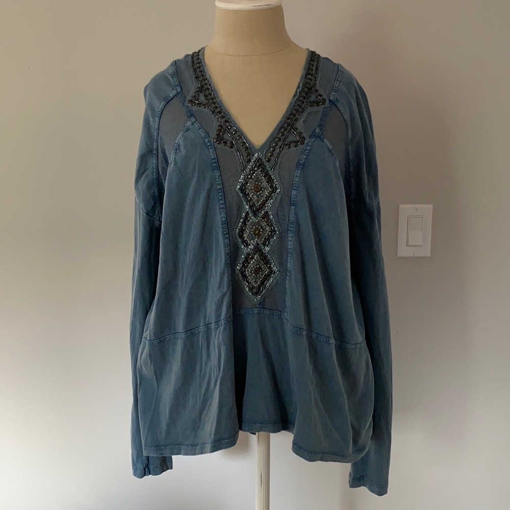 Free People long sleeve tunic, denim blue, S